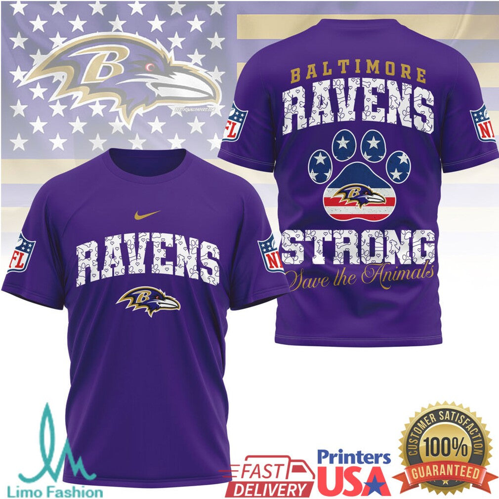 Baltimore Ravens Strong Save the Animals NFL Graphic T Shirt - Limotees LLC