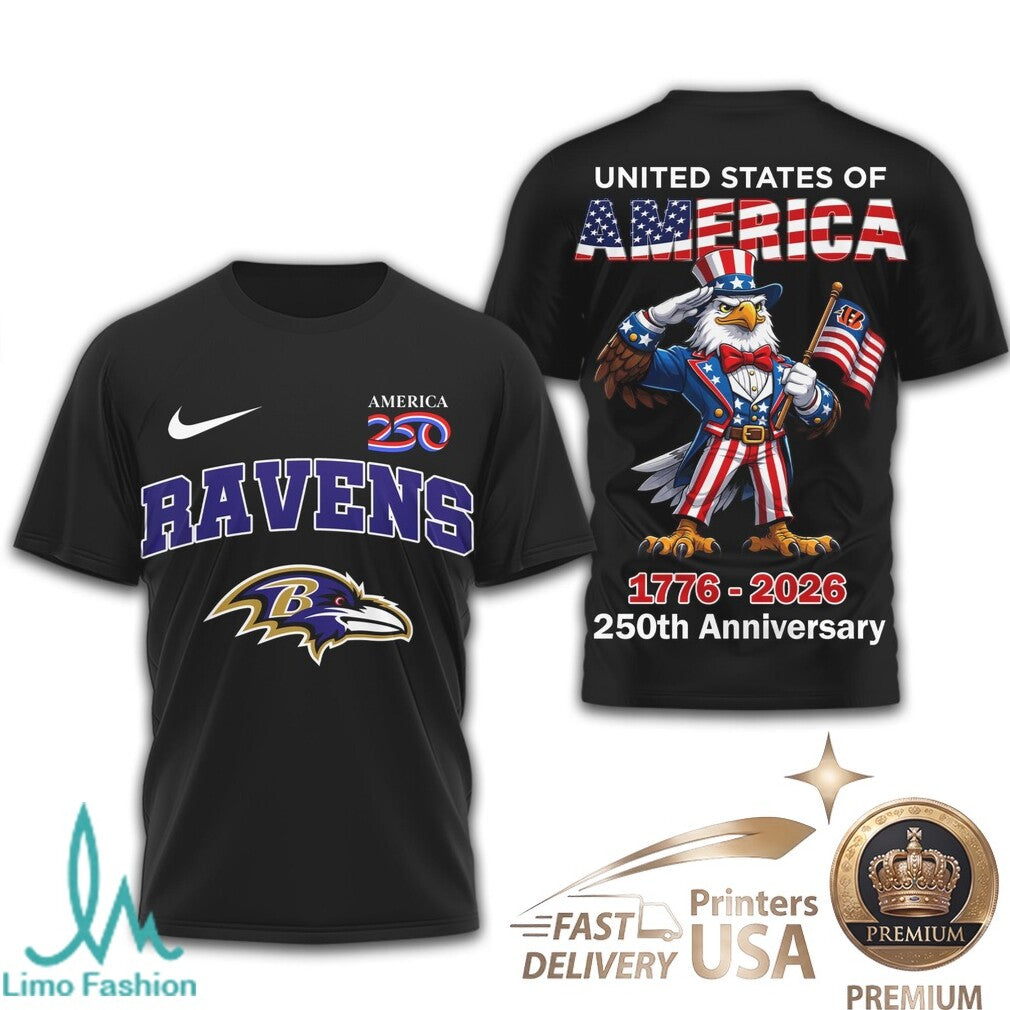 Baltimore Ravens USA 250th Anniversary Eagle Patriotic T Shirt - Limotees LLC
