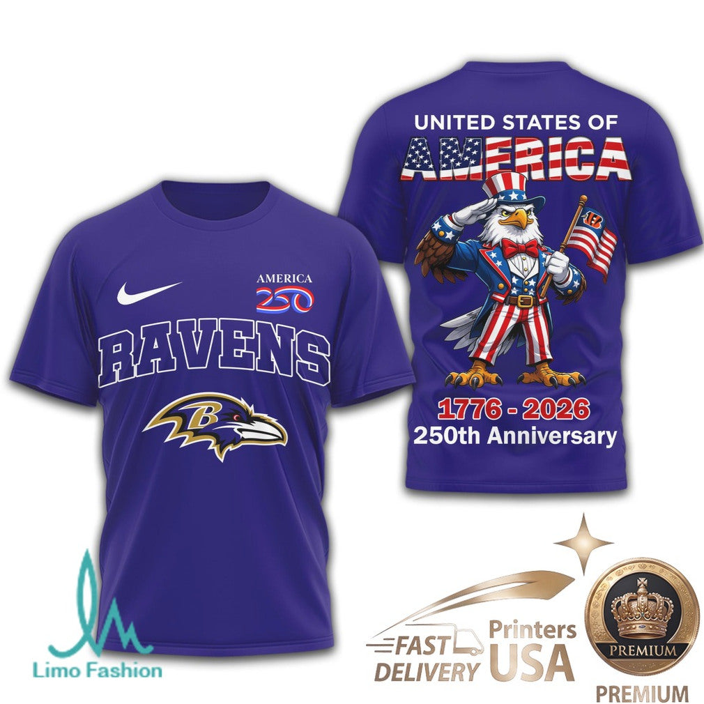 Baltimore Ravens USA 250th Anniversary Eagle Patriotic T Shirt - Limotees LLC