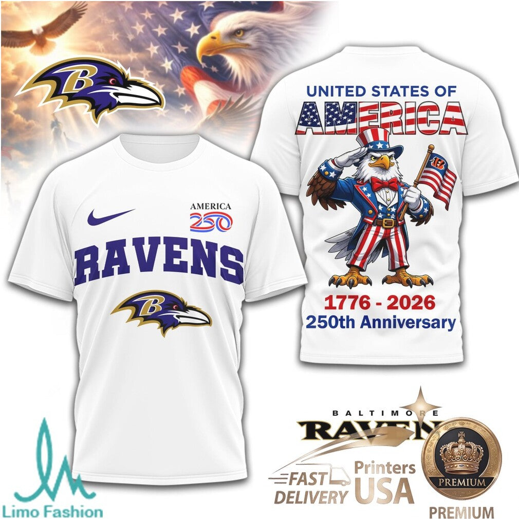 Baltimore Ravens USA 250th Anniversary Eagle Patriotic T Shirt - Limotees LLC