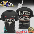 Baltimore Ravens Western Style Skull T Shirt Distressed Ravens Flag Graphic Tee - Limotees LLC