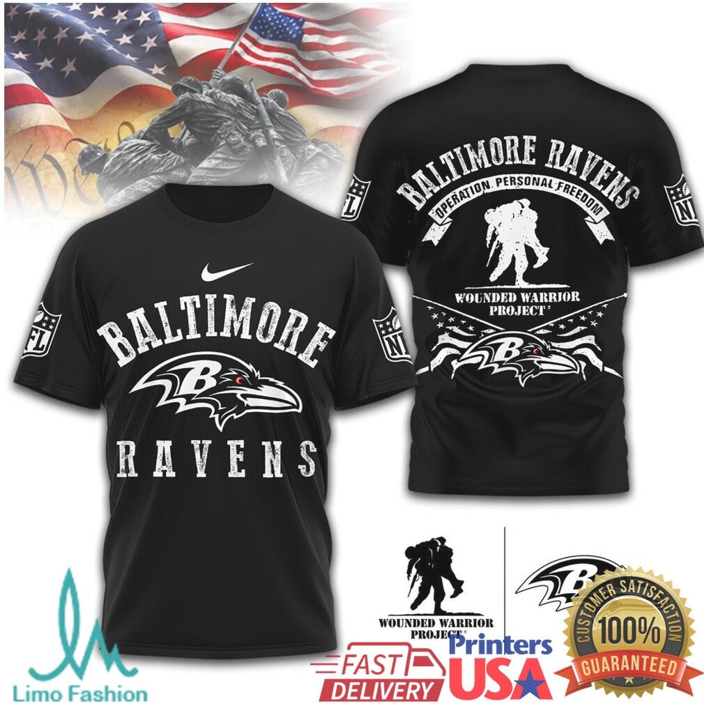 Baltimore Ravens Wounded Warrior Project Military Tribute T Shirt - Limotees LLC