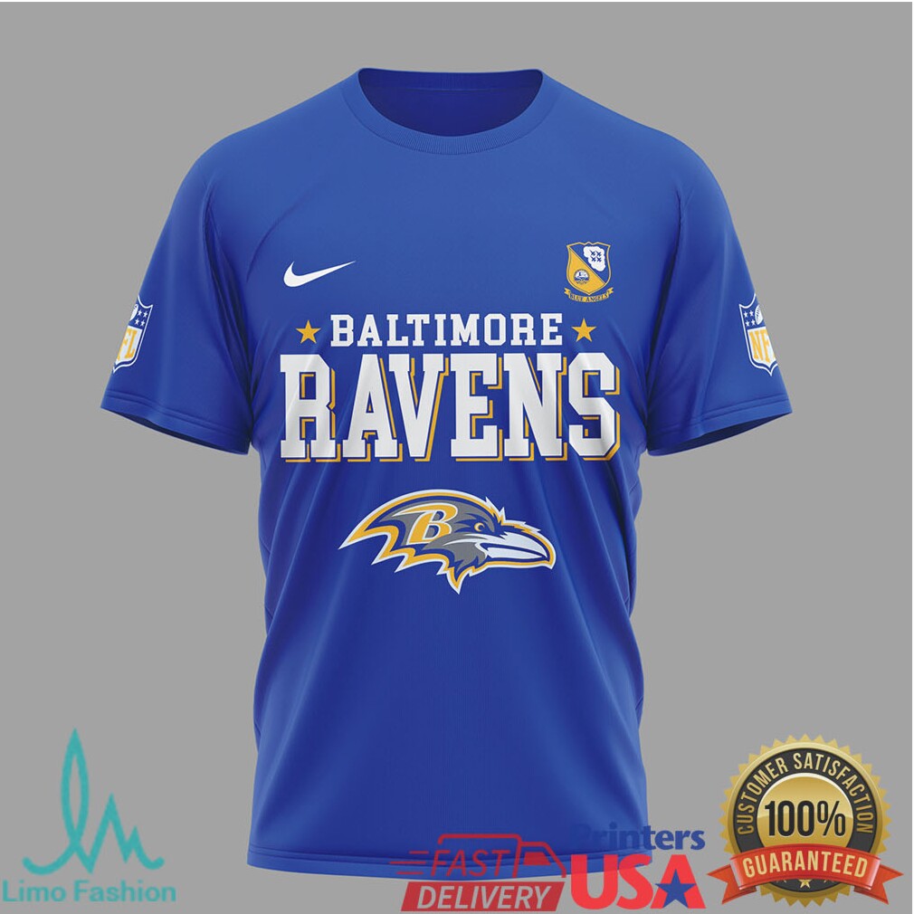 Baltimore Ravens x Blue Angels 80th Anniversary Navy Flight T Shirt - Limotees LLC