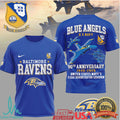 Baltimore Ravens x Blue Angels 80th Anniversary U.S. Navy Blue T Shirt - Limotees LLC