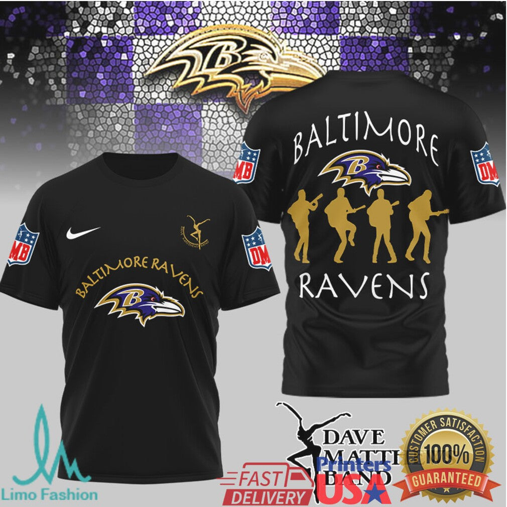 Baltimore Ravens x Dave Matthews Band Silhouette Band T Shirt - Limotees LLC