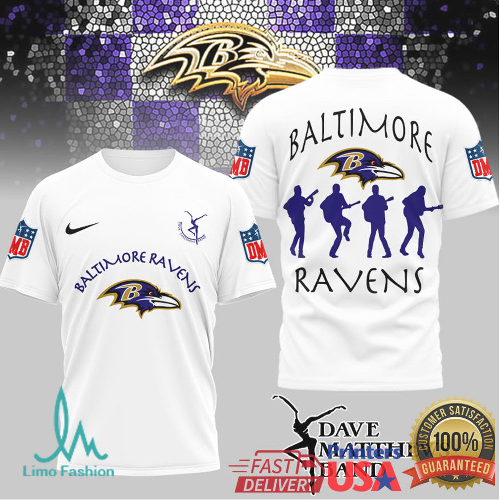 Baltimore Ravens x Dave Matthews Band Silhouette Band T Shirt - Limotees LLC