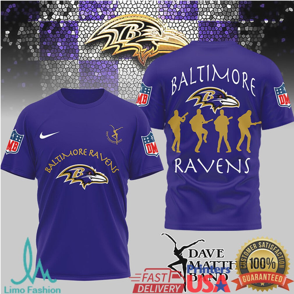 Baltimore Ravens x Dave Matthews Band Silhouette Band T Shirt - Limotees LLC