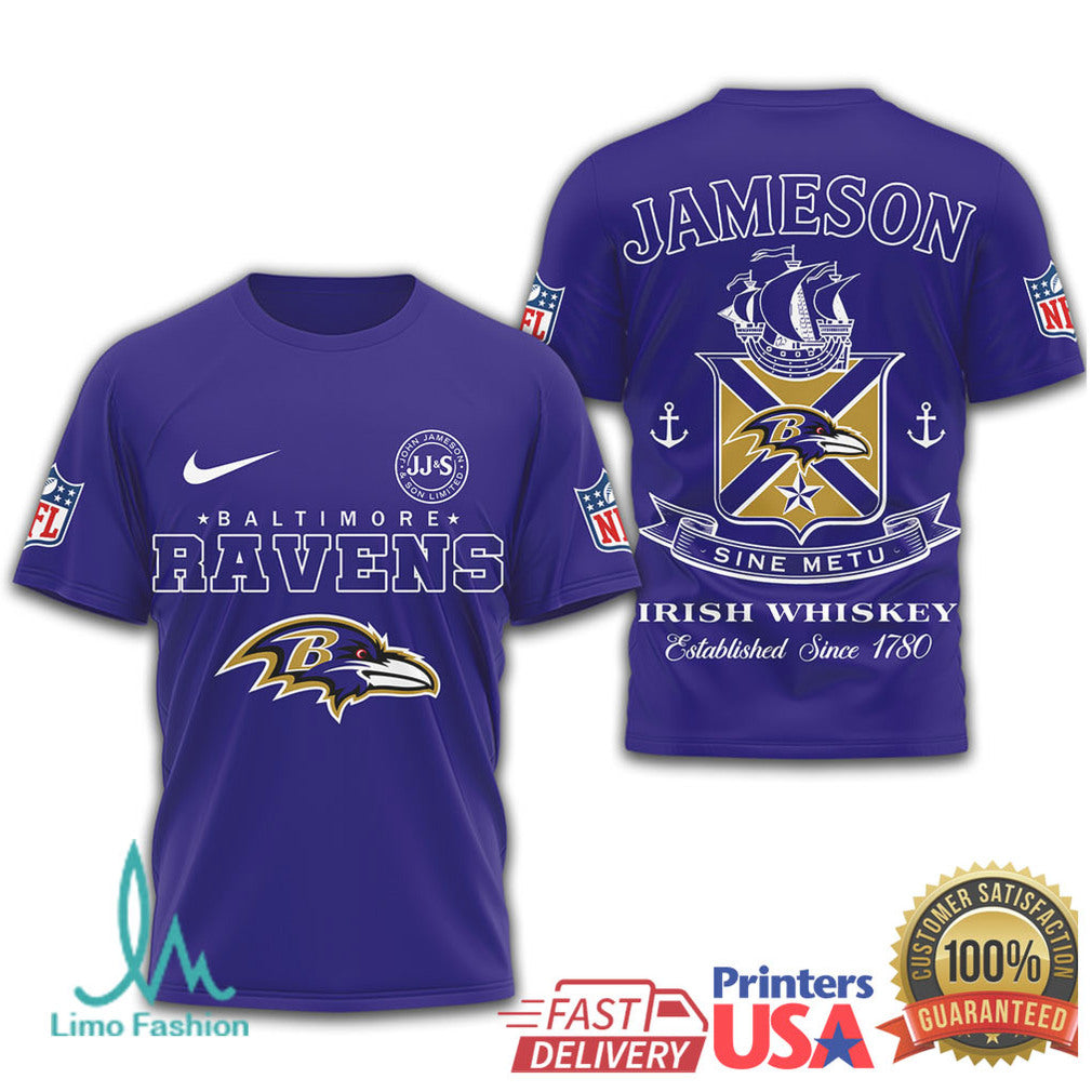Baltimore Ravens x Jameson Irish Whiskey Sine Metu Personalized T Shirt - Limotees LLC