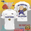 Baltimore Ravens x One Punch Man Saitama NFL Football T Shirt - Limotees LLC