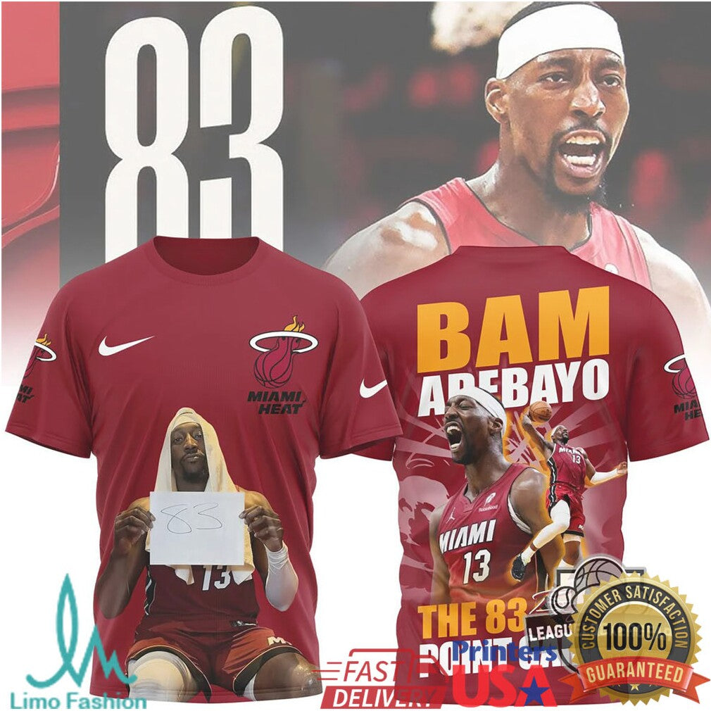 Bam Adebayo Miami Heat “The 83 Point Game” Record Graphic T Shirt - Limotees LLC