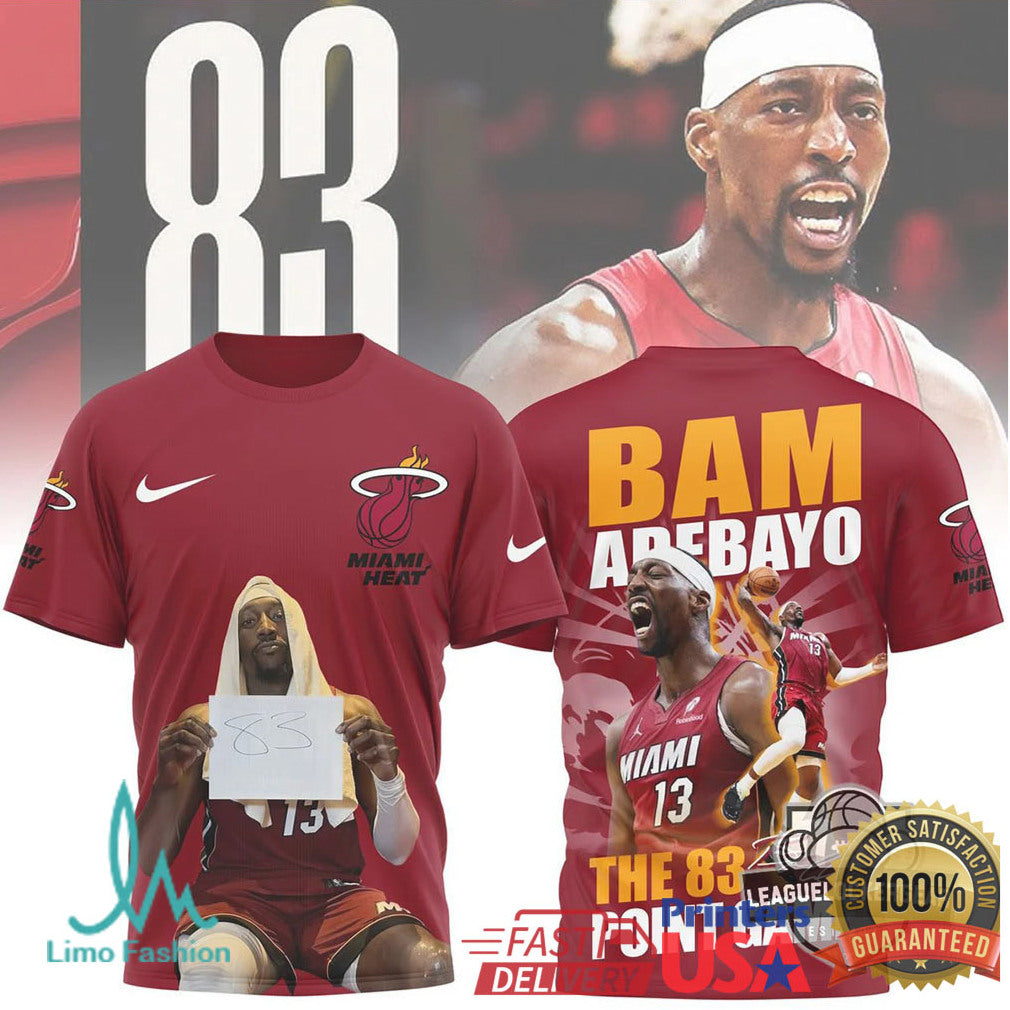 Bam Adebayo Miami Heat “The 83 Point Game” Record Graphic T Shirt - Limotees LLC
