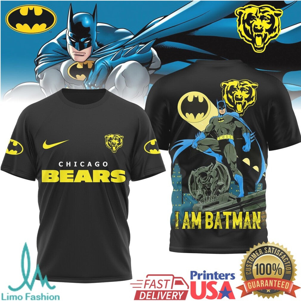 Batman x Chicago Bears Dark Knight Superhero Football T Shirt - Limotees LLC