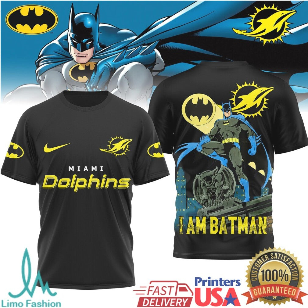Batman x Miami Dolphins NFL Superhero Concept T Shirt - Limotees LLC