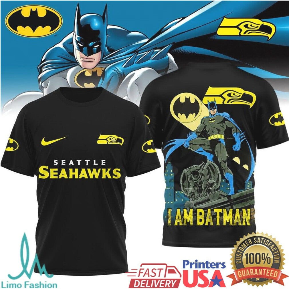 Batman x Seattle Seahawks Dark Knight NFL Edition T Shirt - Limotees LLC