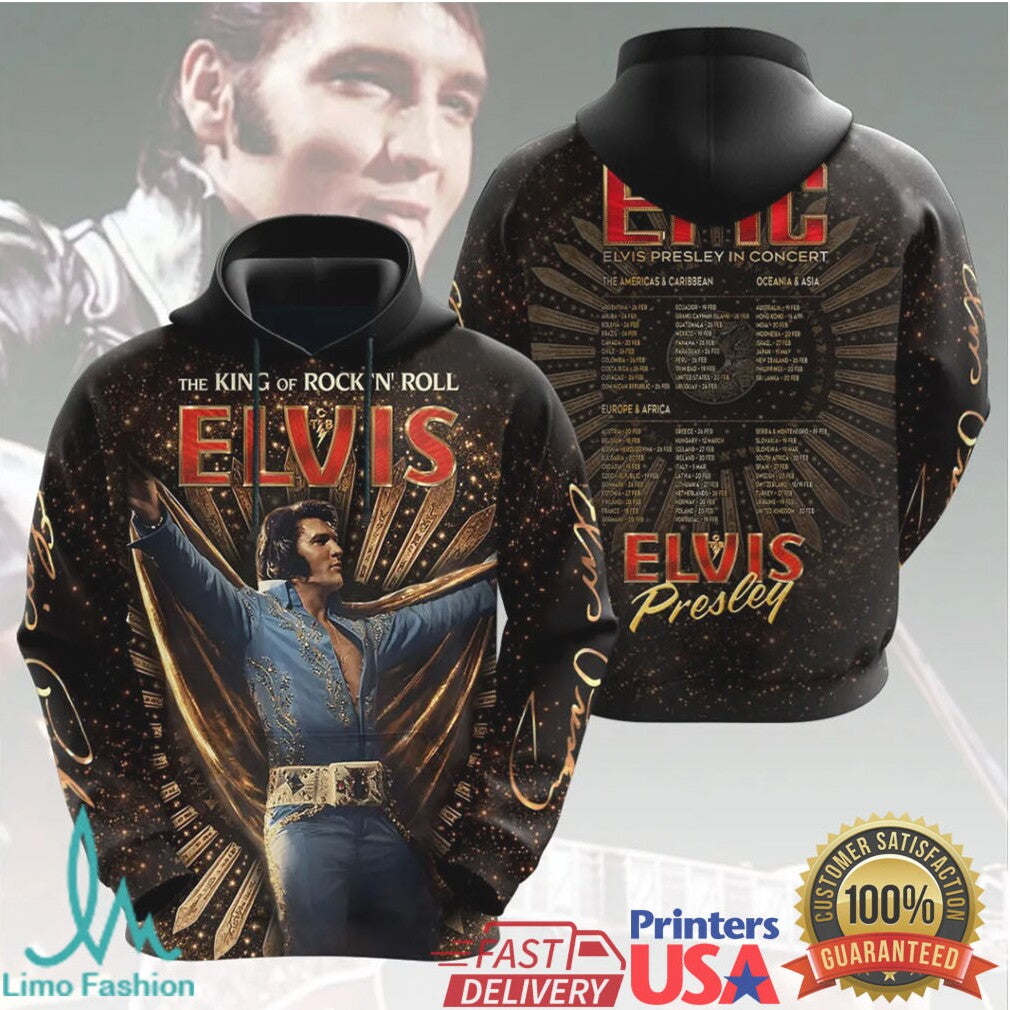 Baz Luhrmann Elvis Presley Epic In Concert World Tour Retro Gold Glitter Fans T Shirt - Limotees LLC
