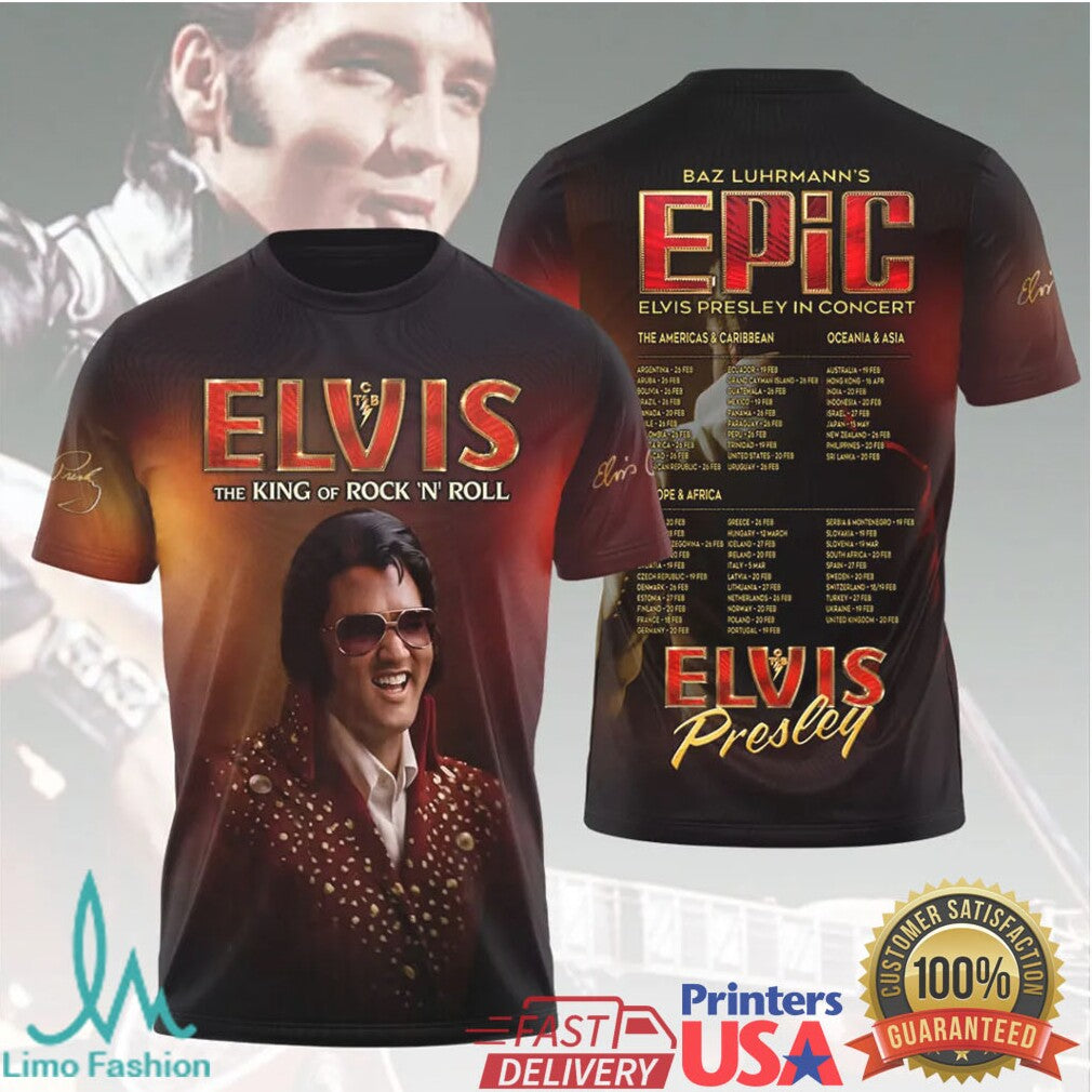 Baz Luhrmann's Elvis Presley Epic World Tour 2026 Concert Schedule Retro Men T Shirt - Limotees LLC