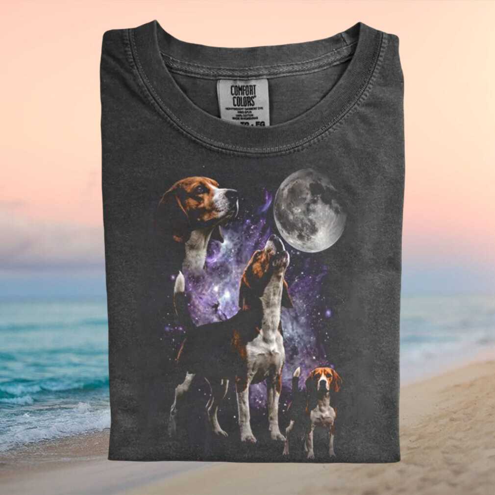 Beagle Full Moon Galaxy Stars Howling Dog Vintage T Shirt - Limotees LLC