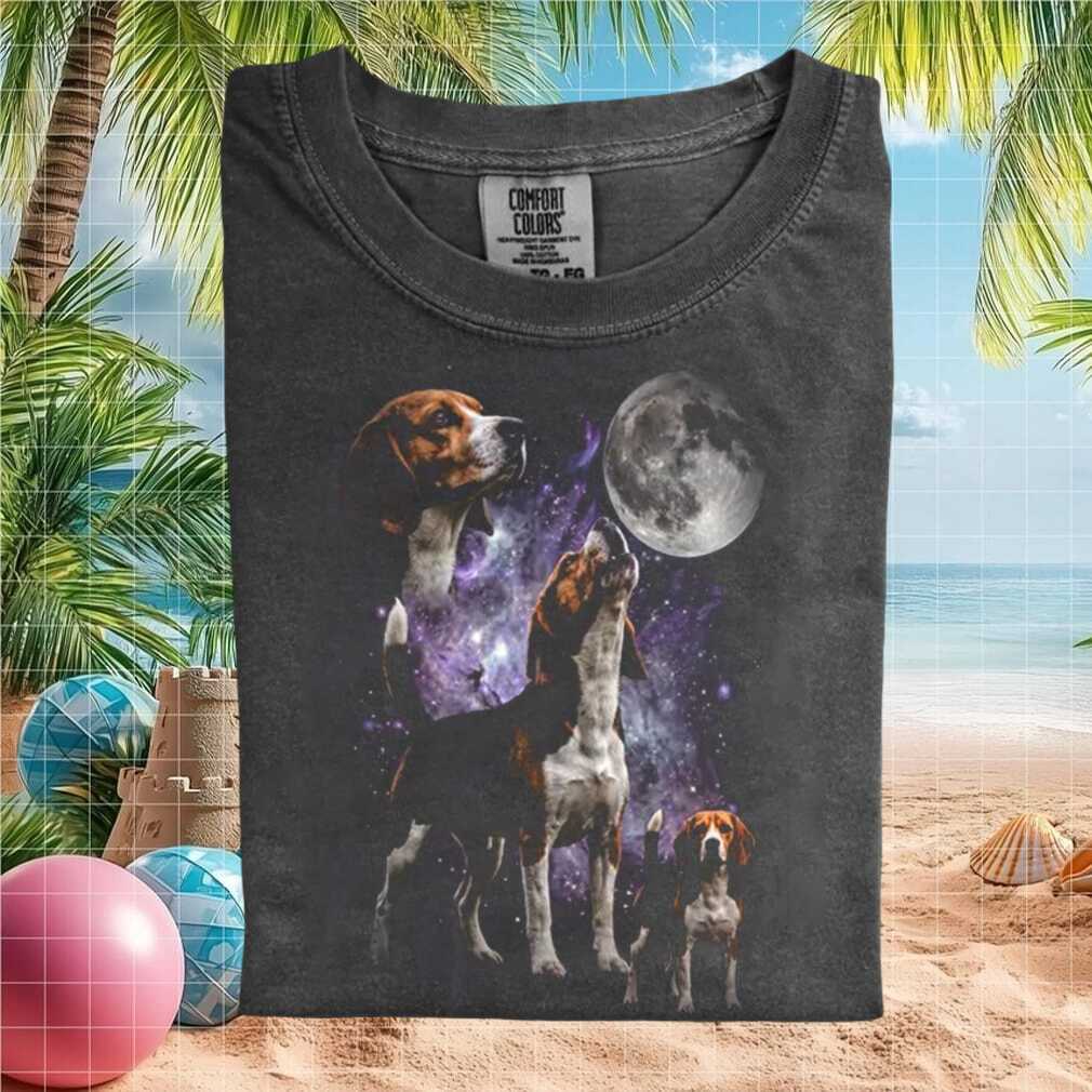 Beagle Full Moon Galaxy Stars Howling Dog Vintage T Shirt - Limotees LLC