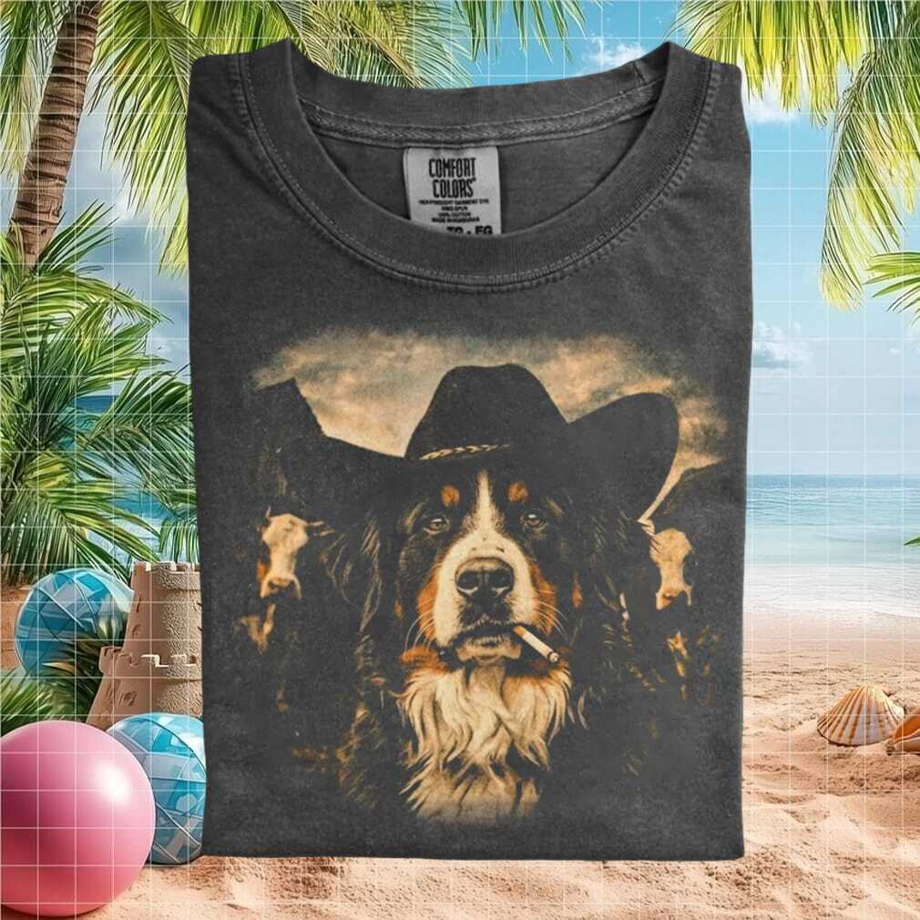 Bernese Mountain Dog Cowboy Hat Vintage Western T Shirt - Limotees LLC