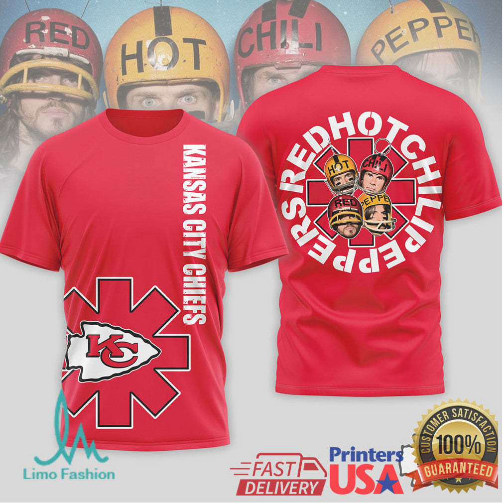 Kansas City Chiefs Official NFL Red Hot Chilli Peppers 3D Shirt - Limotees LLC