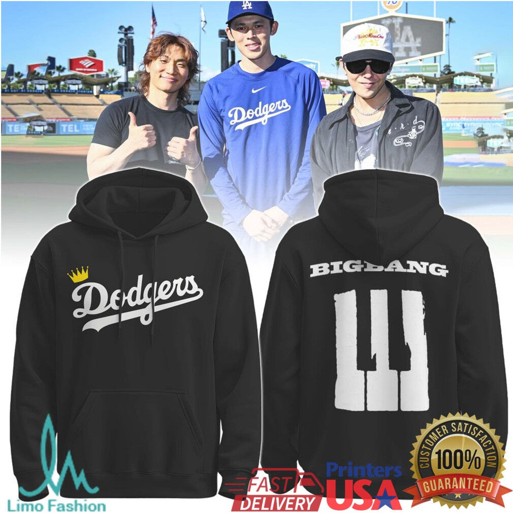 Bigbang K Pop Band Los Angeles Dodgers G Dragon Daesung Fans Vintage Black T Shirt - Limotees LLC