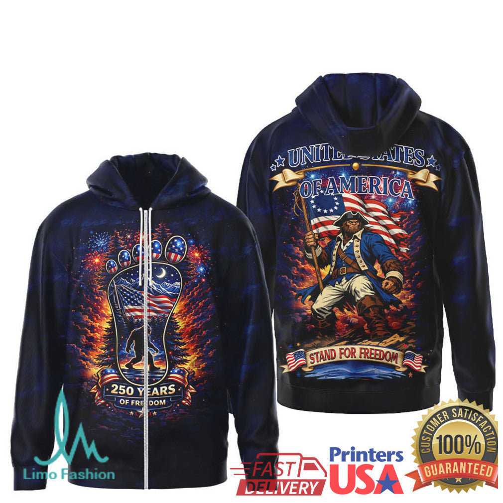 Bigfoot Patriot 250 Years of Freedom United States of America T Shirt
