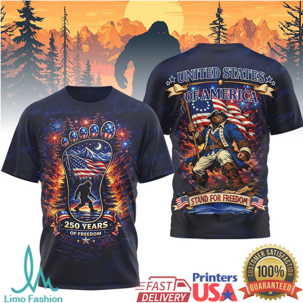 Bigfoot Patriot 250 Years of Freedom United States of America T Shirt
