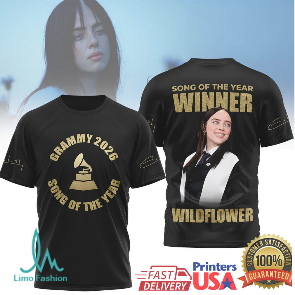 Billie Eilish Grammy 2026 Winner Wildflower Song of the Year T Shirt - Limotees LLC