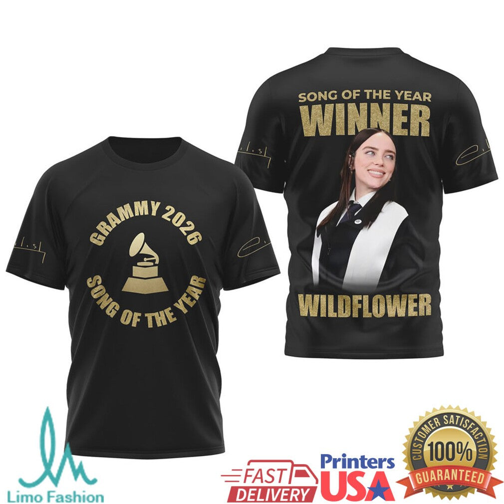 Billie Eilish Grammy 2026 Winner Wildflower Song of the Year T Shirt - Limotees LLC