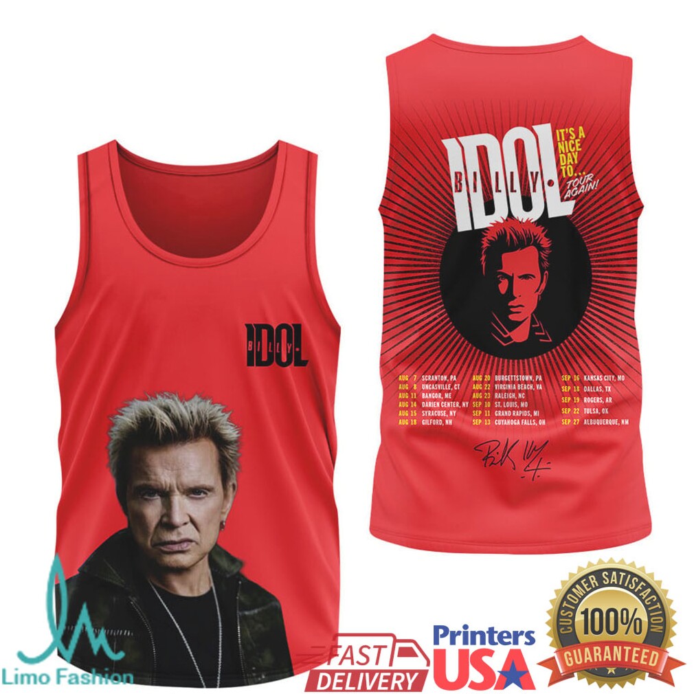 Billy Idol Idol Live Tour Again Red Punk Rock Graphic T Shirt - Limotees LLC