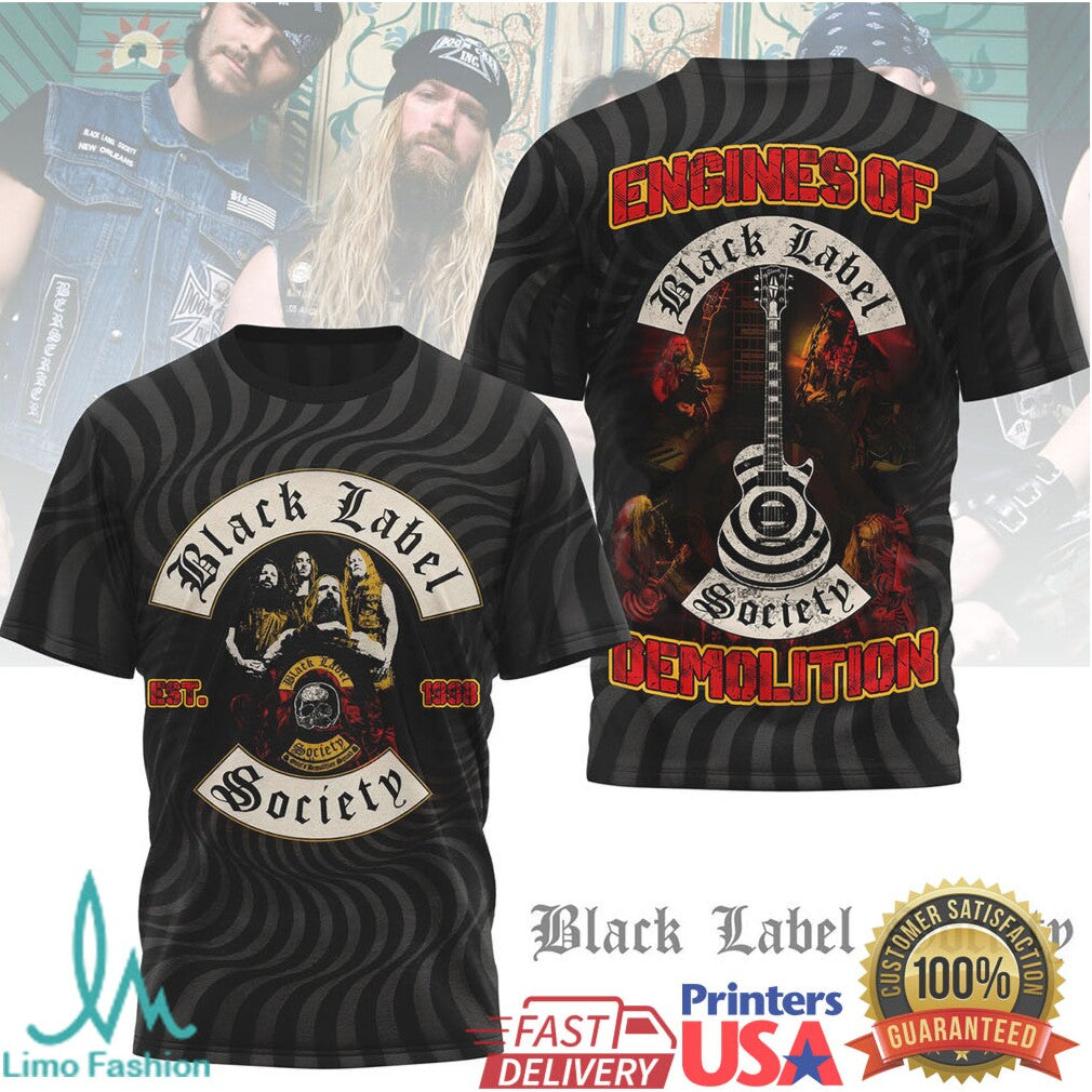 Black Label Society Engines of Demolition Swirl Graphic Band T Shirt - Limotees LLC