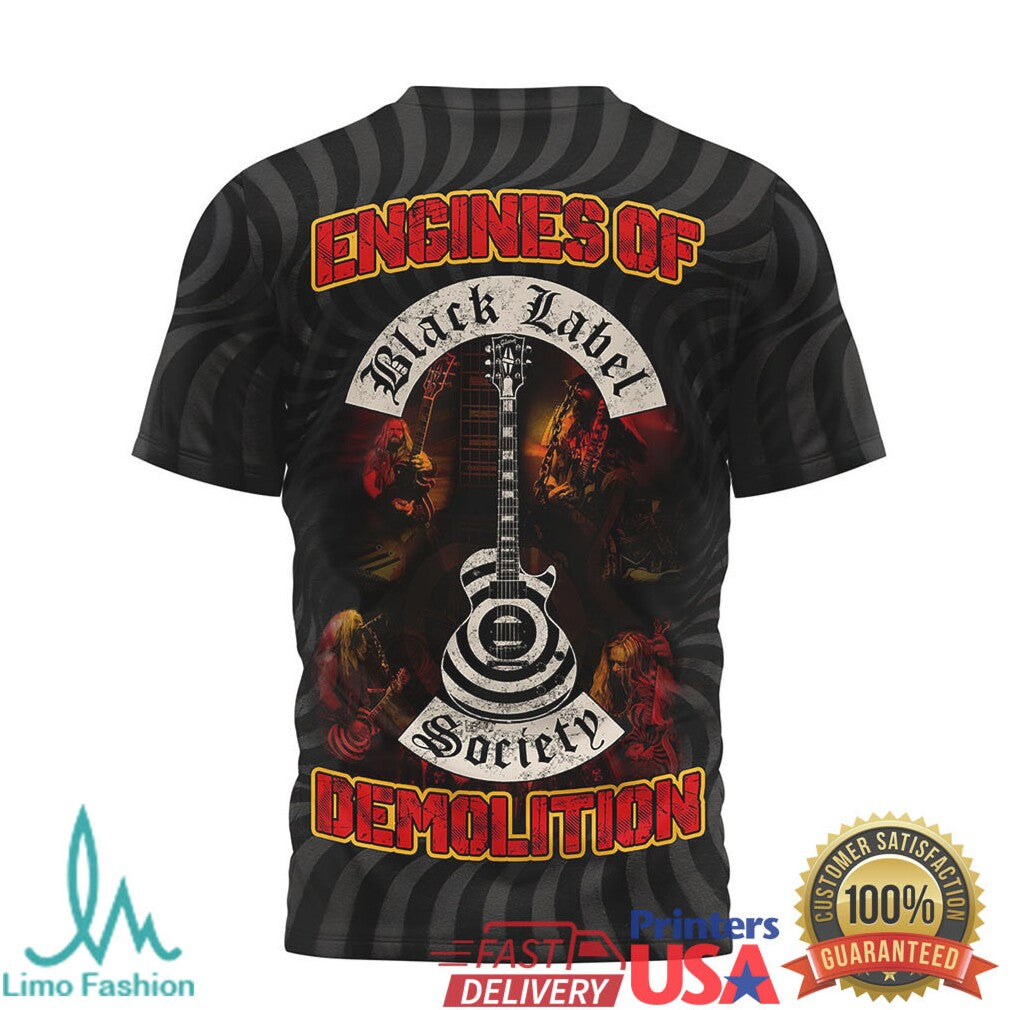 Black Label Society Engines of Demolition T Shirt Zakk Wylde Swirl Graphic T Shirt - Limotees LLC