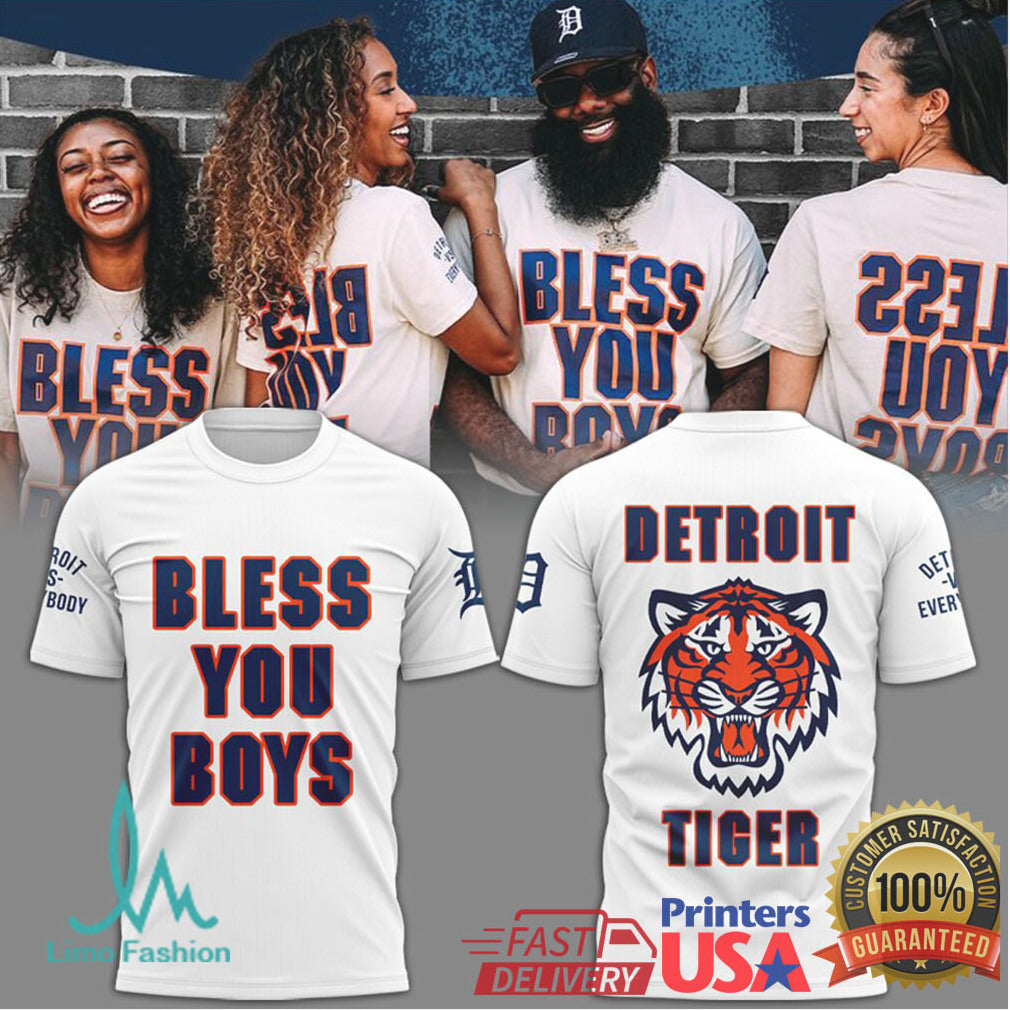 Bless You Boys Detroit Tigers Fan Graphic T Shirt - Limotees LLC