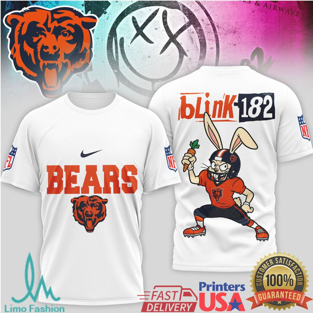 Blink 182 x Chicago Bears Bunny Logo Mashup T Shirt - Limotees LLC