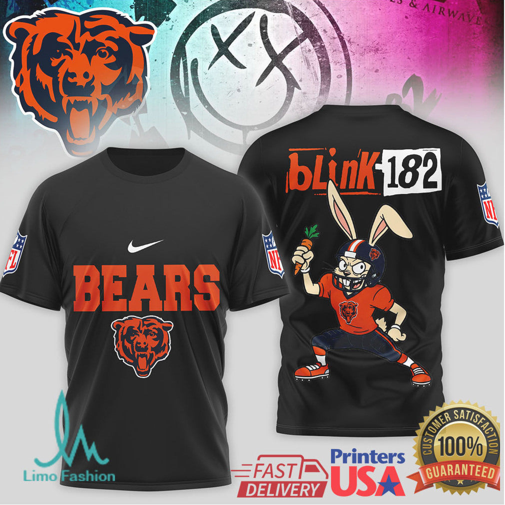Blink 182 x Chicago Bears Bunny Logo Mashup T Shirt - Limotees LLC