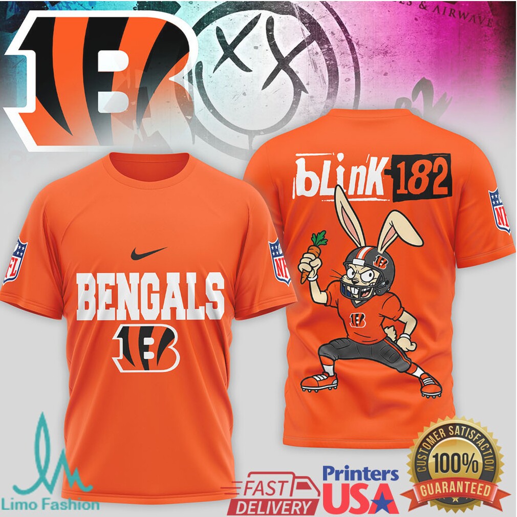 Blink 182 x Cincinnati Bengals Bunny Logo Mashup T Shirt - Limotees LLC