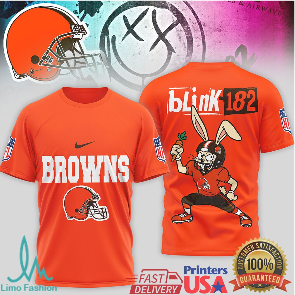 Blink 182 x Cleveland Browns Bunny Logo Mashup T Shirt - Limotees LLC
