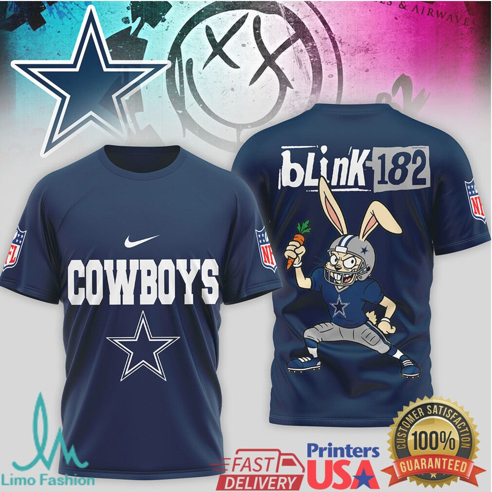 Blink 182 x Dallas Cowboys Bunny Logo Mashup T Shirt - Limotees LLC