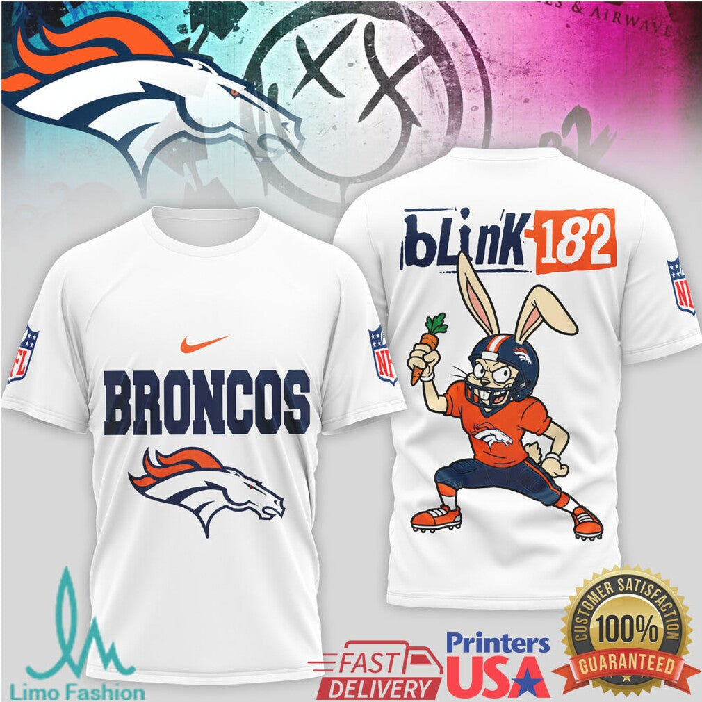 Blink 182 x Denver Broncos Bunny Graphic Sport T shirt - Limotees LLC