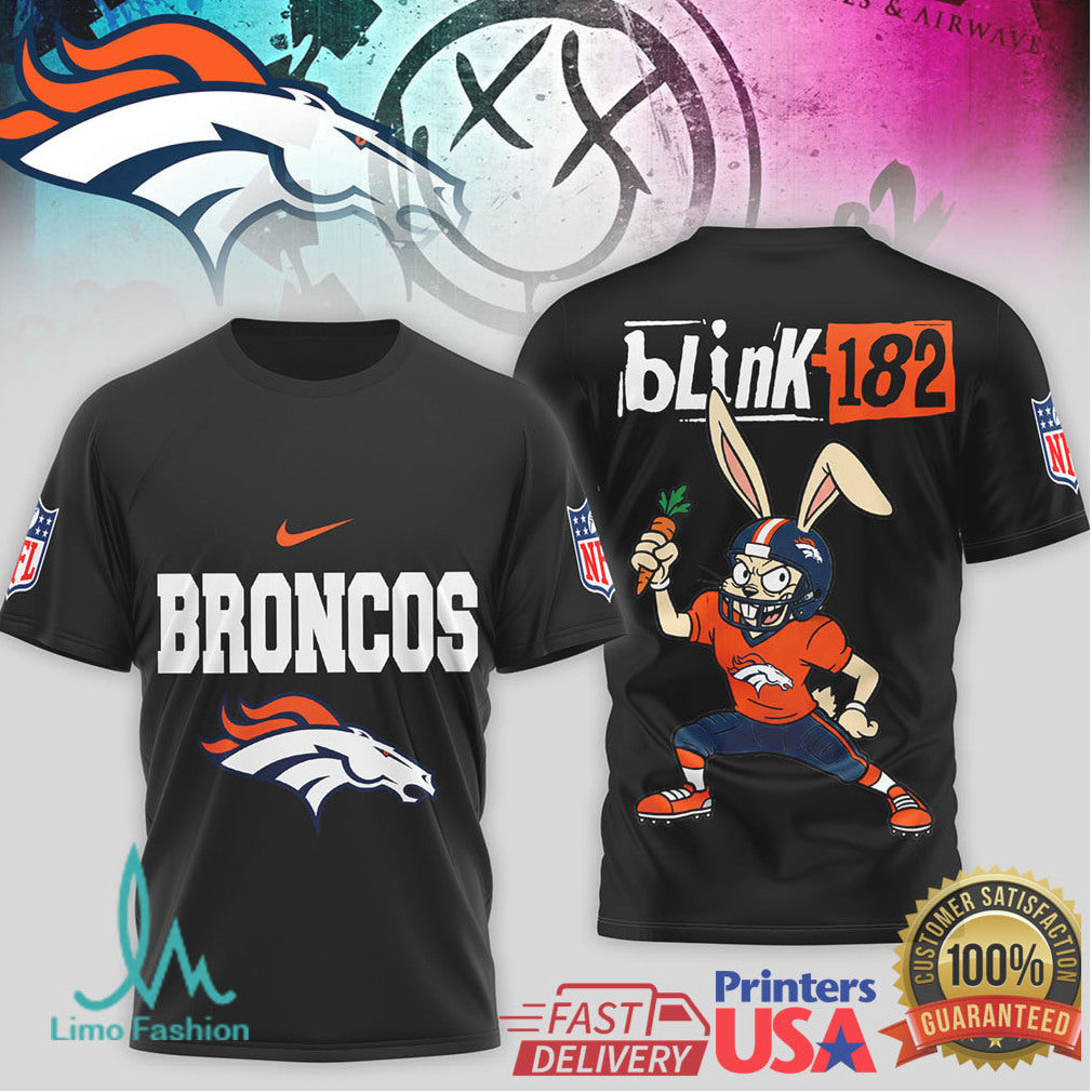 Blink 182 x Denver Broncos Bunny Graphic Sport T shirt - Limotees LLC