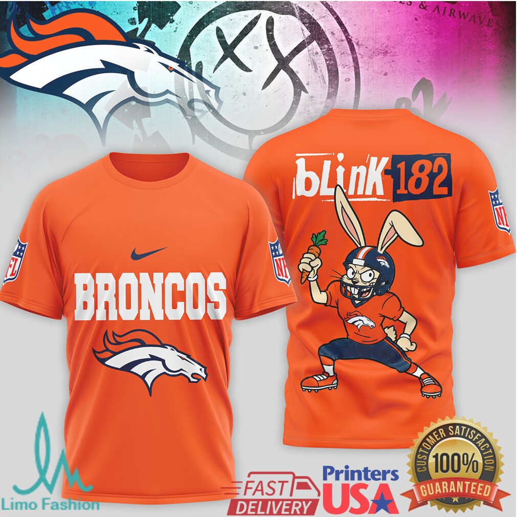 Blink 182 x Denver Broncos Bunny Graphic Sport T shirt - Limotees LLC
