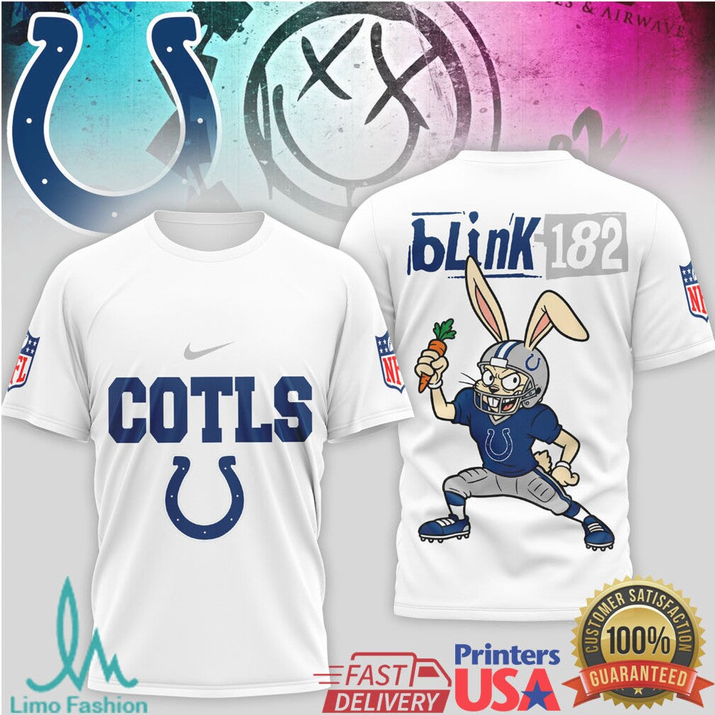 Blink 182 x Indianapolis Colts Punk Rock Football T shirt - Limotees LLC