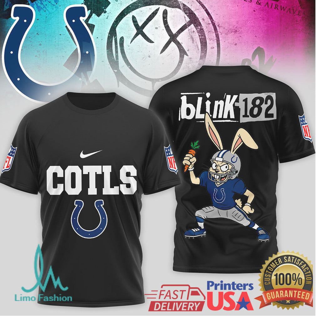 Blink 182 x Indianapolis Colts Punk Rock Football T shirt - Limotees LLC