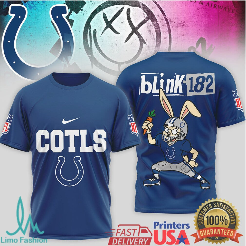 Blink 182 x Indianapolis Colts Punk Rock Football T shirt - Limotees LLC