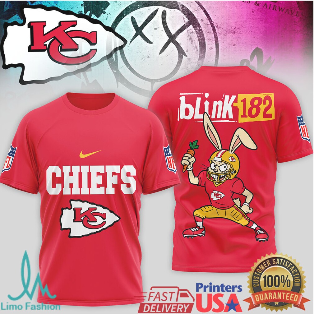 Blink 182 x Kansas City Chiefs Bunny Mascot T Shirt - Limotees LLC