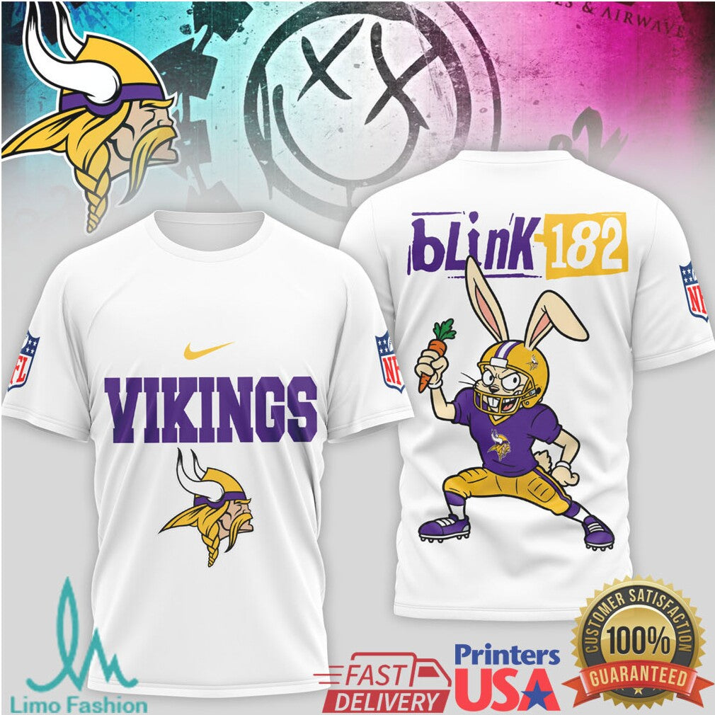Blink 182 x Minnesota Vikings Pop Punk Football T shirt - Limotees LLC