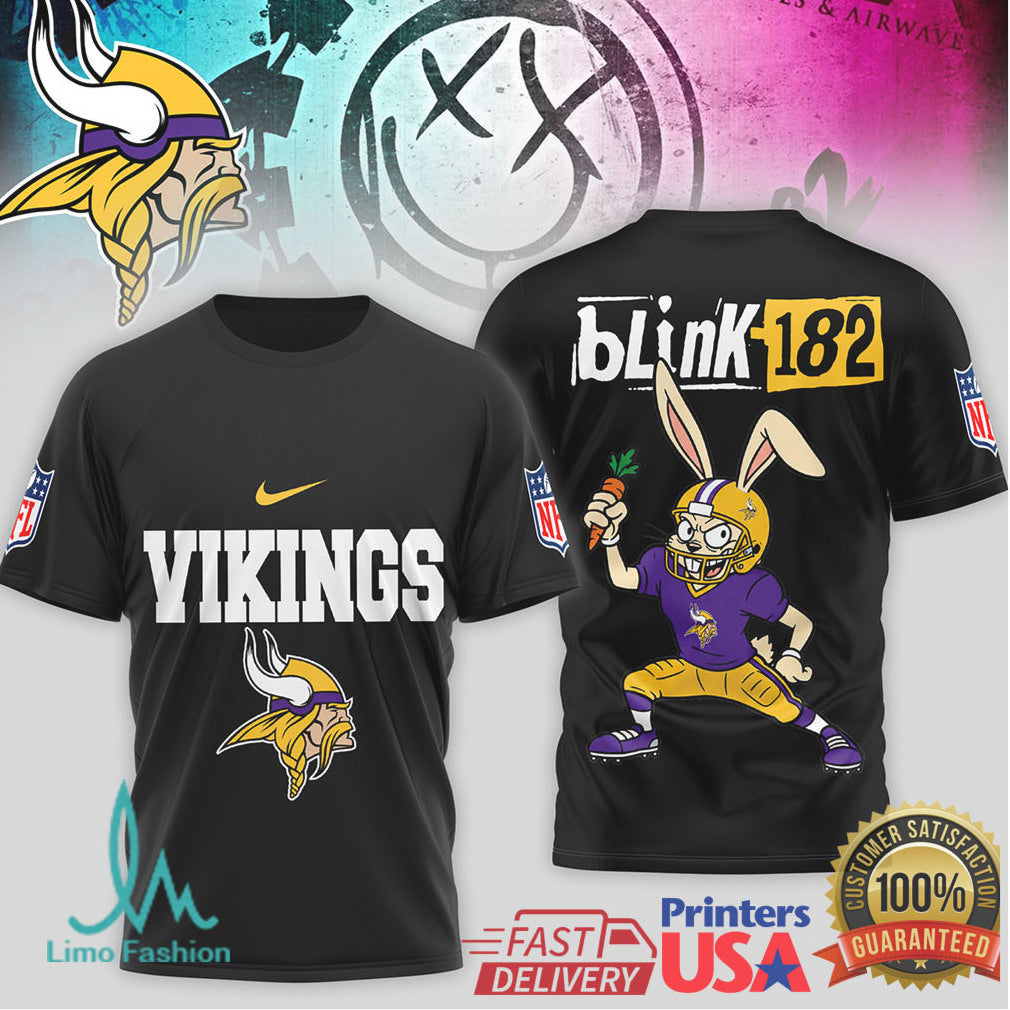 Blink 182 x Minnesota Vikings Pop Punk Football T shirt - Limotees LLC