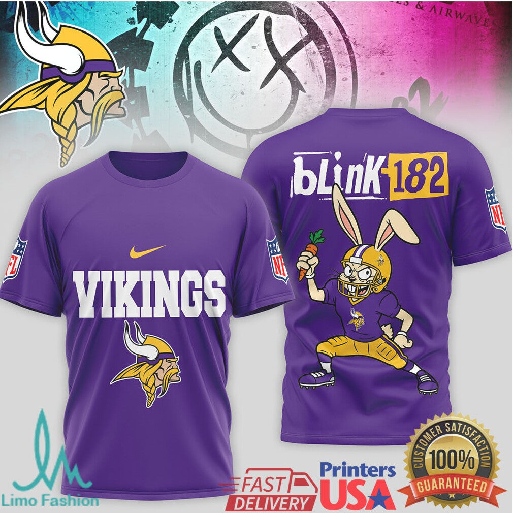 Blink 182 x Minnesota Vikings Pop Punk Football T shirt - Limotees LLC