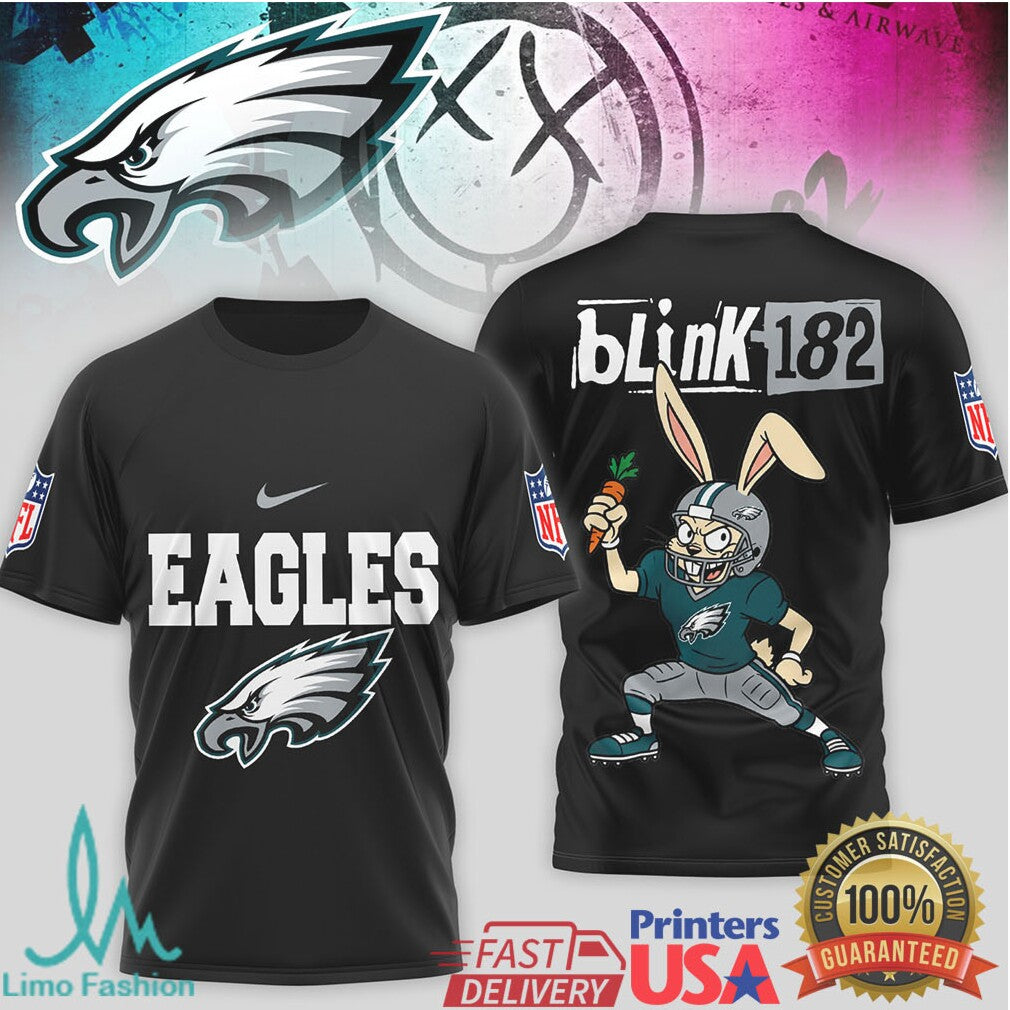 Blink 182 x Philadelphia Eagles Bunny Mascot Pop Punk NFL T Shirt - Limotees LLC