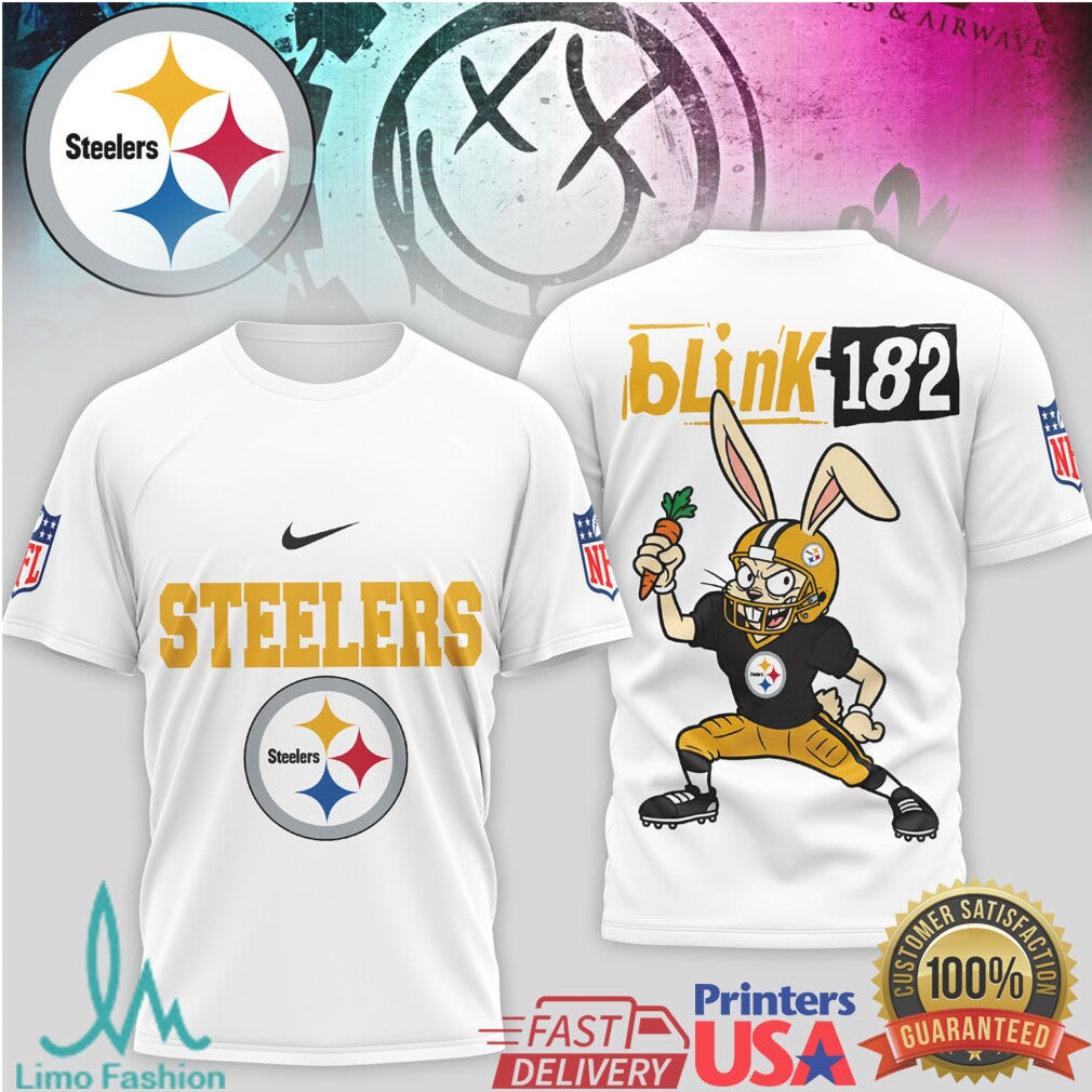 Blink 182 x Pittsburgh ST shirtlers Bunny Mascot Pop Punk NFL T Shirt - Limotees LLC